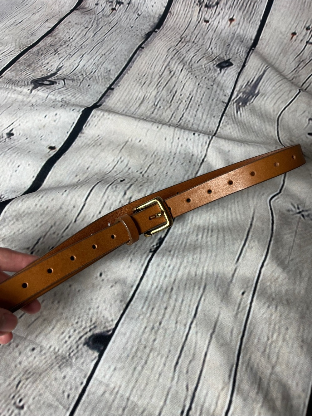 J. Crew Tan Leather Belt with Gold Buckle